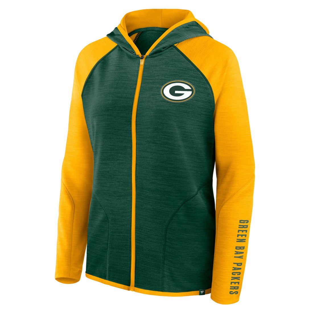 Green Bay Packers Women's Redzone End Around Pass Raglan Full-Zip Hoodie - Green/Gold outlet