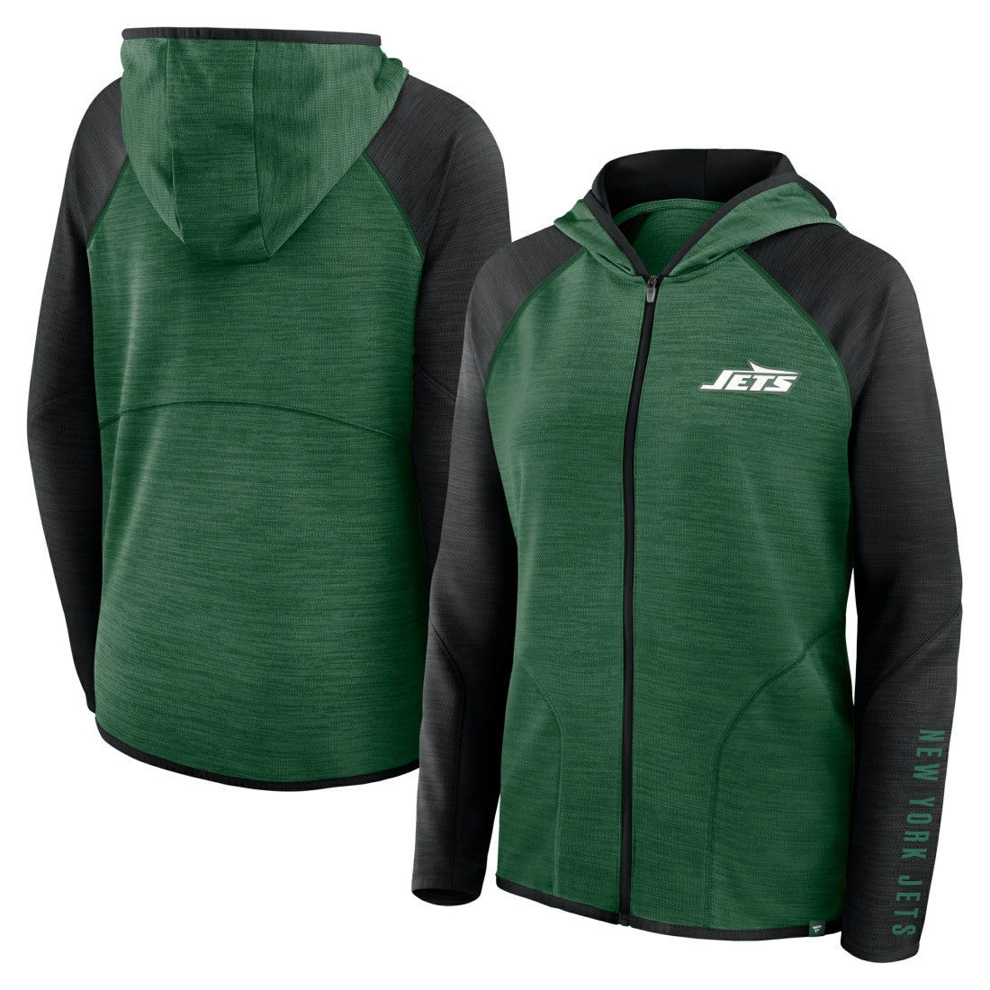 New York Jets Women's Redzone End Around Pass Raglan Full-Zip Hoodie - Green/Black for sale