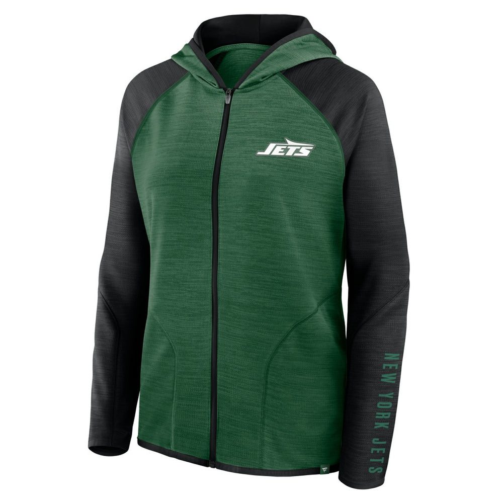 New York Jets Women's Redzone End Around Pass Raglan Full-Zip Hoodie - Green/Black for sale