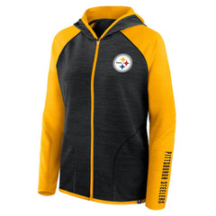 Pittsburgh Steelers Women's Redzone End Around Pass Raglan Full-Zip Hoodie - Black/Gold cheap