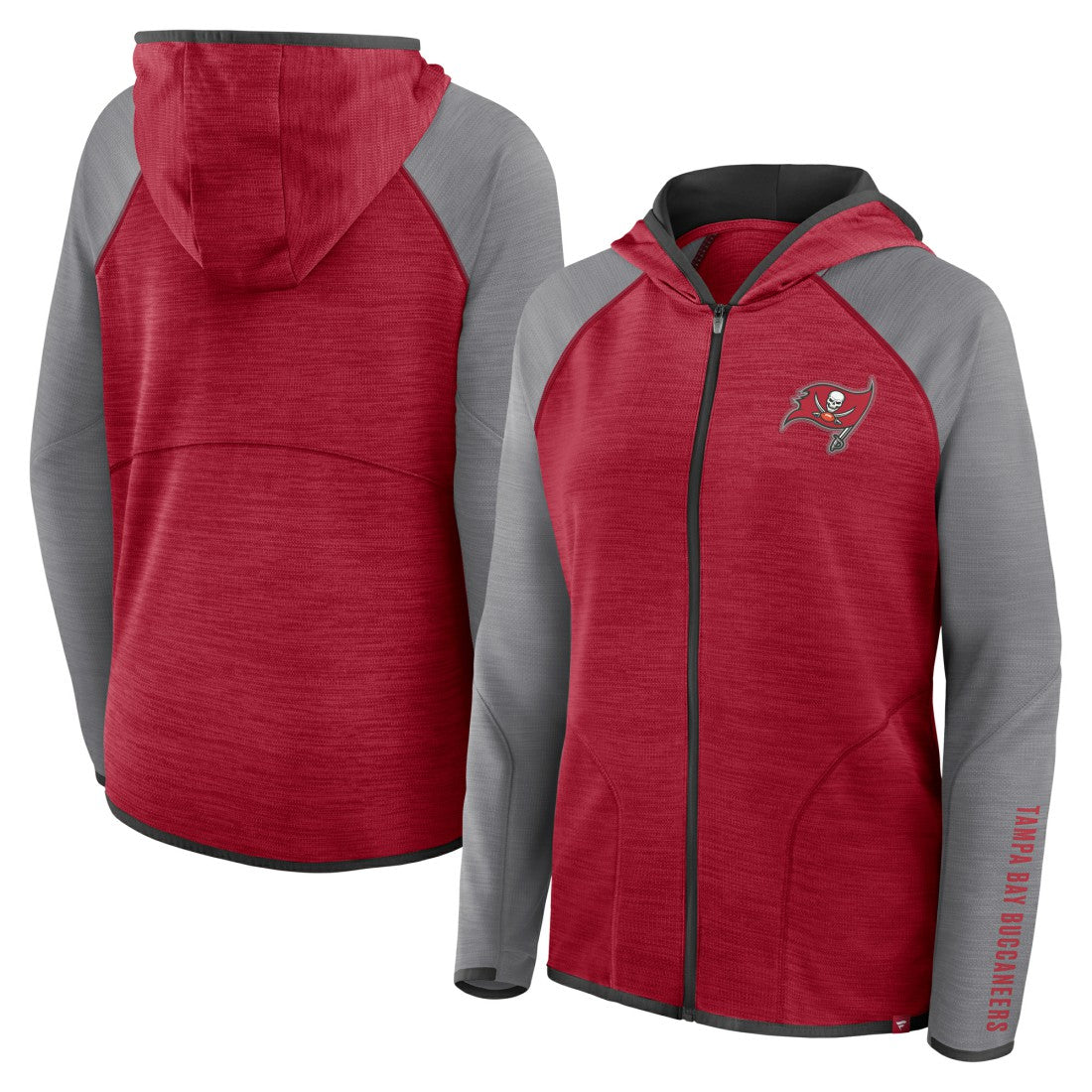 Tampa Bay Buccaneers Women's Redzone End Around Pass Raglan Full-Zip Hoodie - Red/Pewter outlet