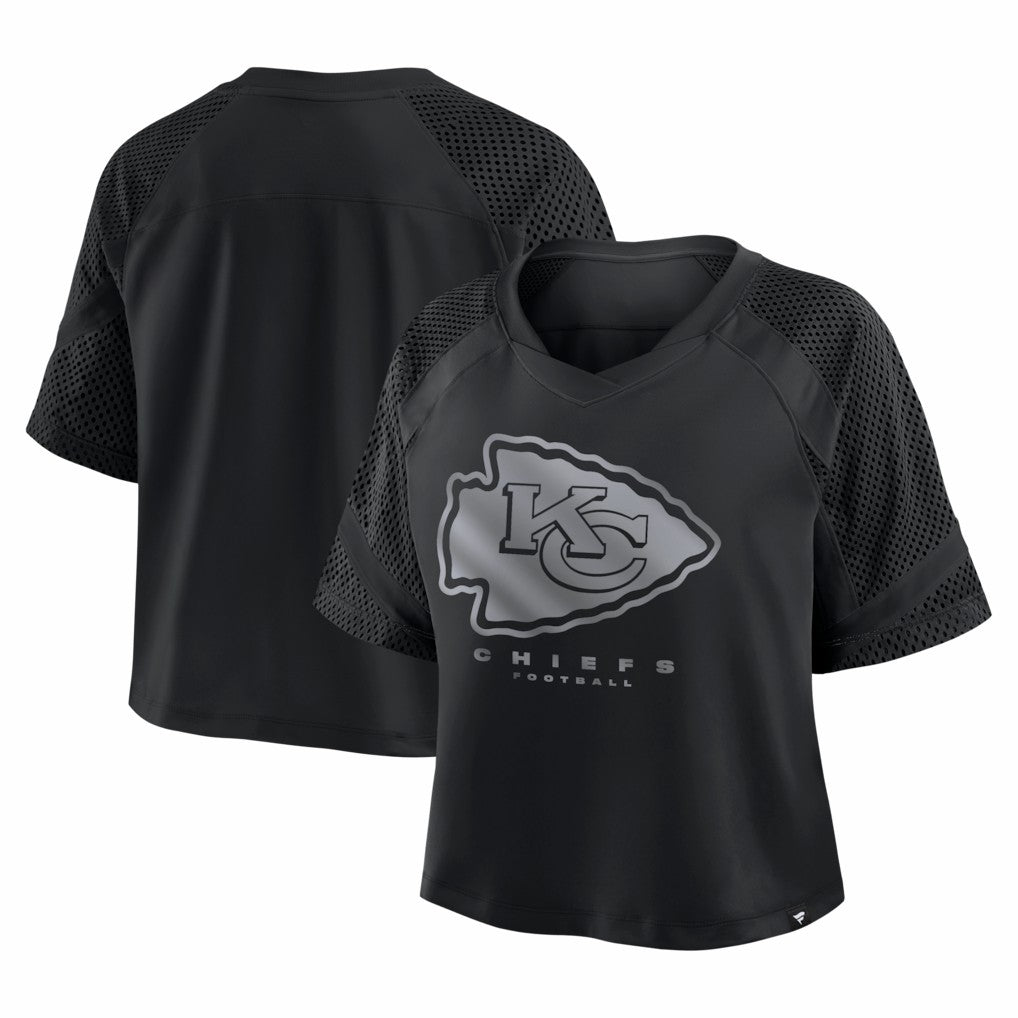 Kansas City Chiefs Women's Oversized Raglan V-Neck Blackout Fashion Jersey on sale
