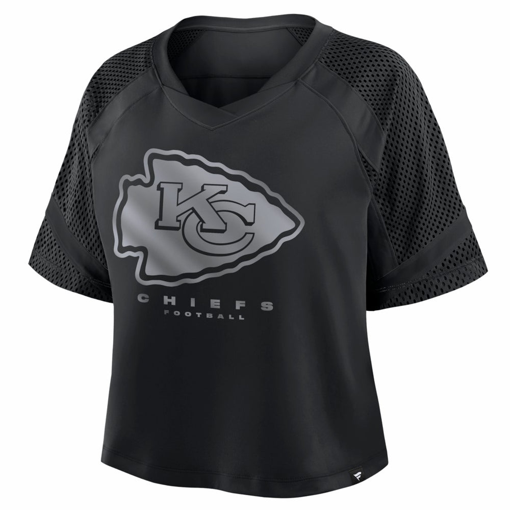 Kansas City Chiefs Women's Oversized Raglan V-Neck Blackout Fashion Jersey on sale