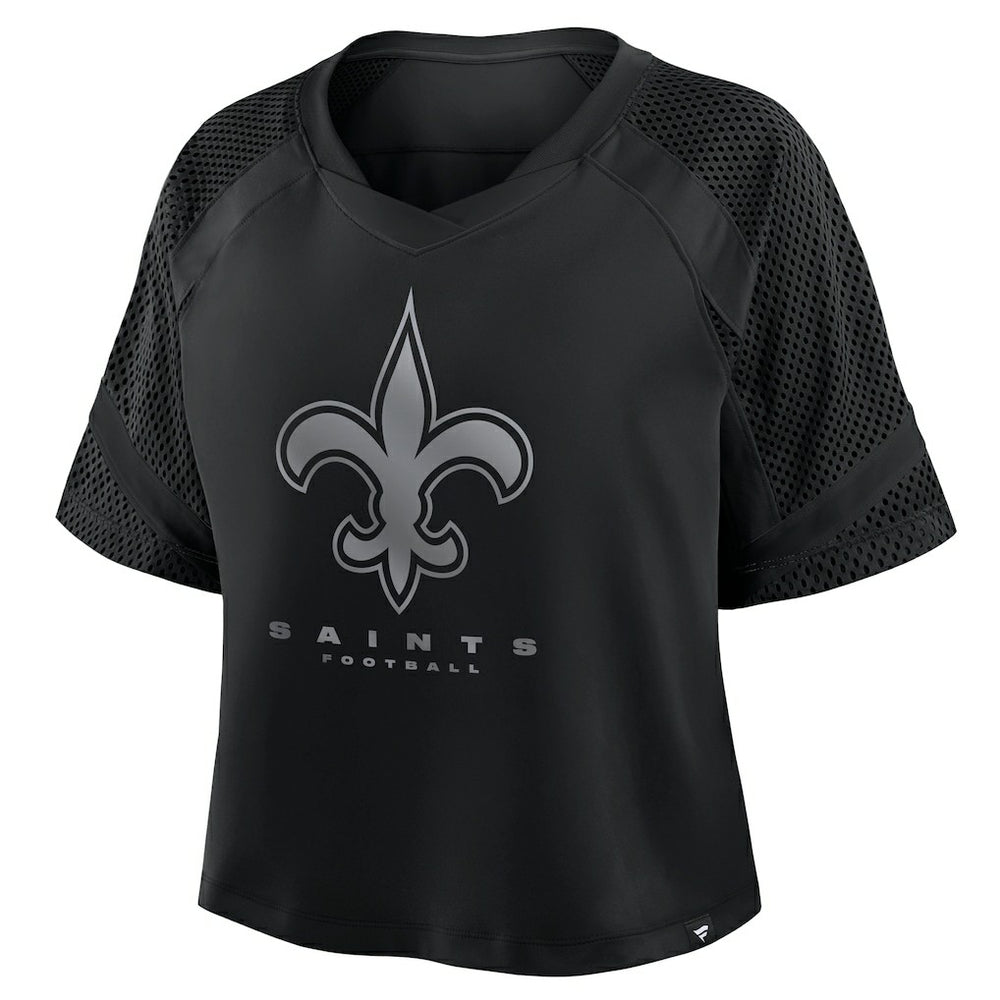New Orleans Saints Women's Oversized Raglan V-Neck Blackout Fashion Jersey discount