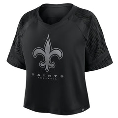 New Orleans Saints Women's Oversized Raglan V-Neck Blackout Fashion Jersey discount