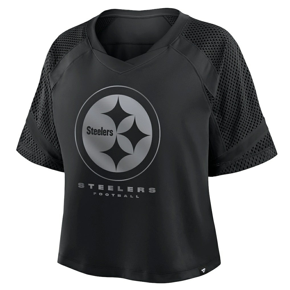 Pittsburgh Steelers Women's Oversized Raglan V-Neck Blackout Fashion Jersey sale
