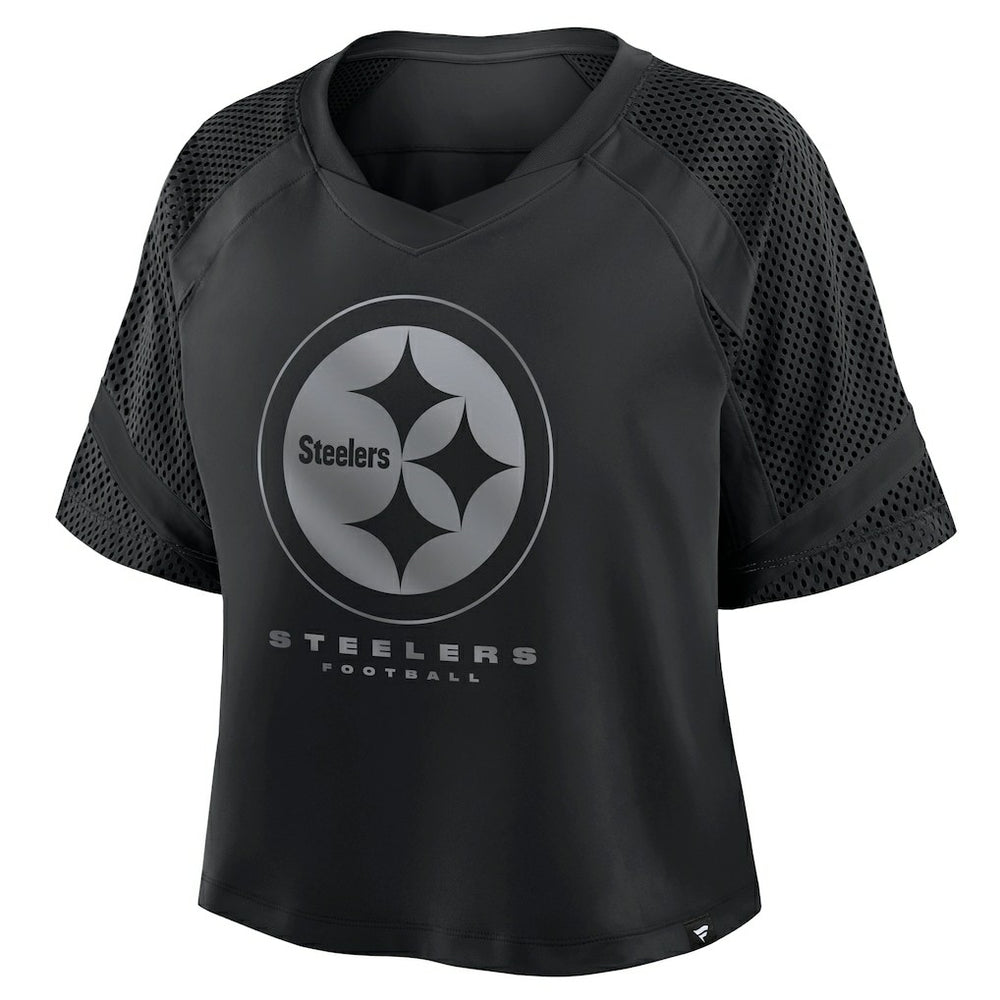 Pittsburgh Steelers Women's Oversized Raglan V-Neck Blackout Fashion Jersey sale