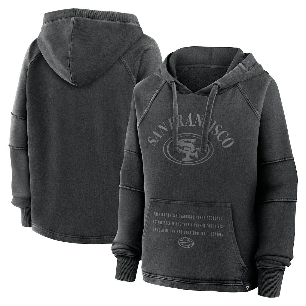 San Francisco 49ers Women's Oversized Raglan Gridiron Hoodie - Black on sale