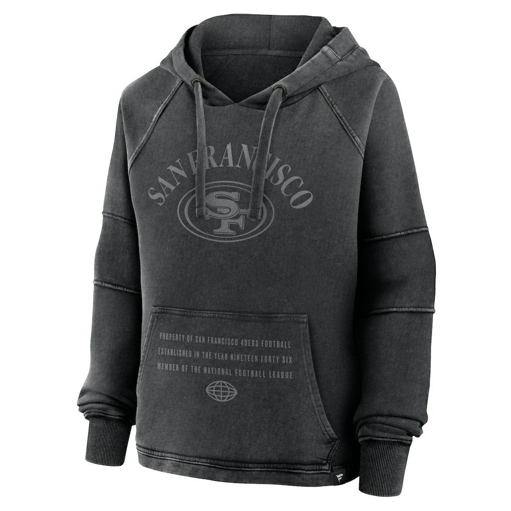 San Francisco 49ers Women's Oversized Raglan Gridiron Hoodie - Black on sale
