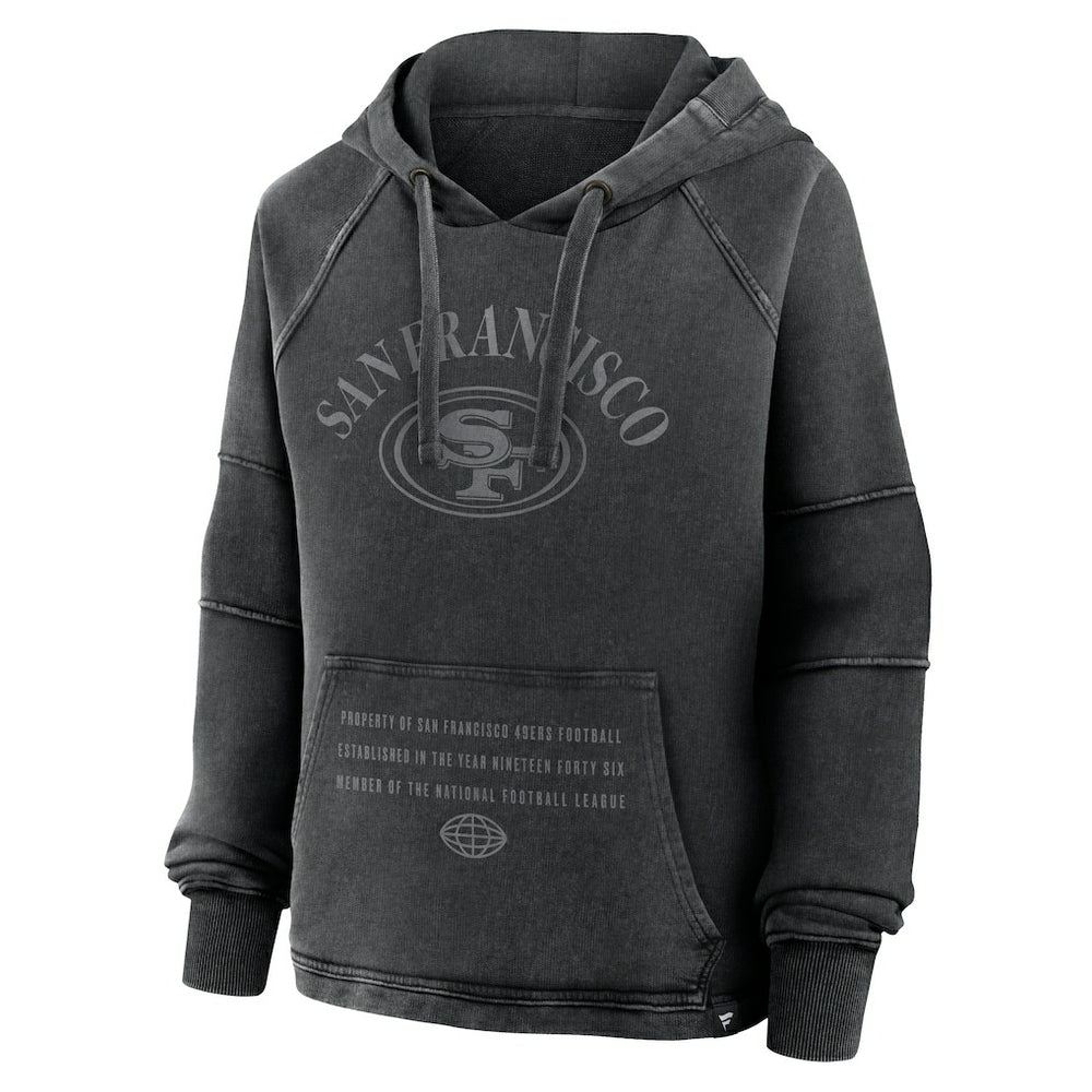 San Francisco 49ers Women's Oversized Raglan Gridiron Hoodie - Black on sale