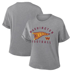 Washington Commanders Women's Pennant Wave Tribute Tri-Blend Boxy T-Shirt - Heather Gray cheap