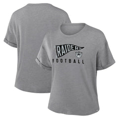 Las Vegas Raiders Women's Pennant Wave Tribute Tri-Blend Boxy T-Shirt - Heather Gray discount