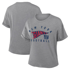 New York Giants Women's Pennant Wave Tribute Tri-Blend Boxy T-Shirt - Heather Gray online