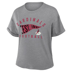 Arizona Cardinals Women's Pennant Wave Tribute Tri-Blend Boxy T-Shirt - Heather Gray cheap