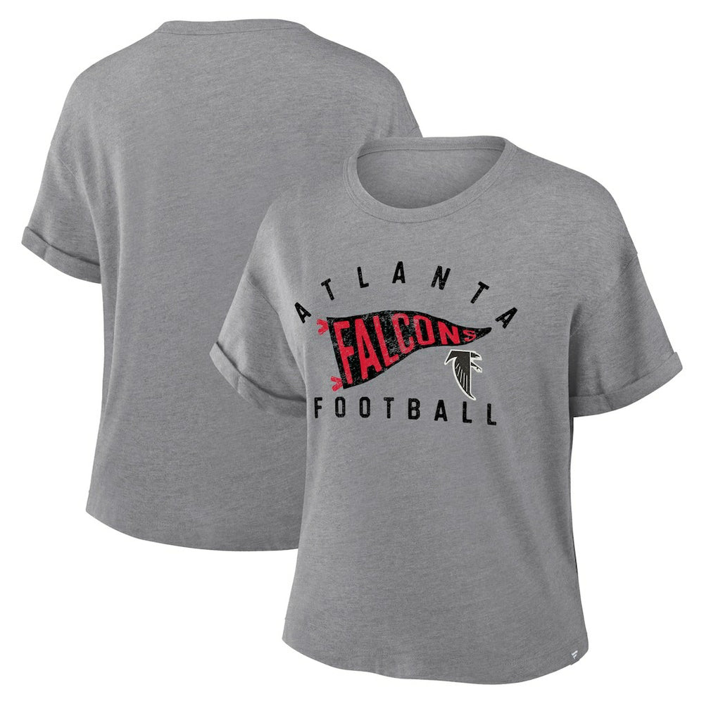 Atlanta Falcons Women's Pennant Wave Tribute Tri-Blend Boxy T-Shirt - Heather Gray sale