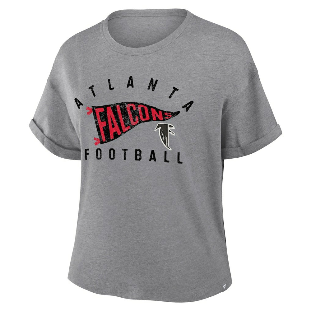 Atlanta Falcons Women's Pennant Wave Tribute Tri-Blend Boxy T-Shirt - Heather Gray sale