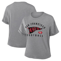 San Francisco 49ers Women's Pennant Wave Tribute Tri-Blend Boxy T-Shirt - Heather Gray on sale
