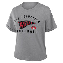 San Francisco 49ers Women's Pennant Wave Tribute Tri-Blend Boxy T-Shirt - Heather Gray on sale