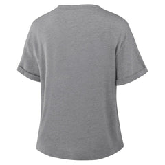 Buffalo Bills Women's Pennant Wave Tribute Tri-Blend Boxy T-Shirt - Heather Gray for sale