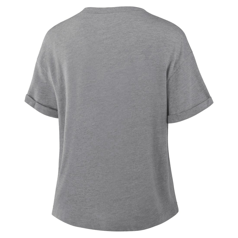 Detroit Lions Women's Pennant Wave Tribute Tri-Blend Boxy T-Shirt - Heather Gray discount