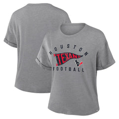 Houston Texans Women's Pennant Wave Tribute Tri-Blend Boxy T-Shirt - Heather Gray for sale