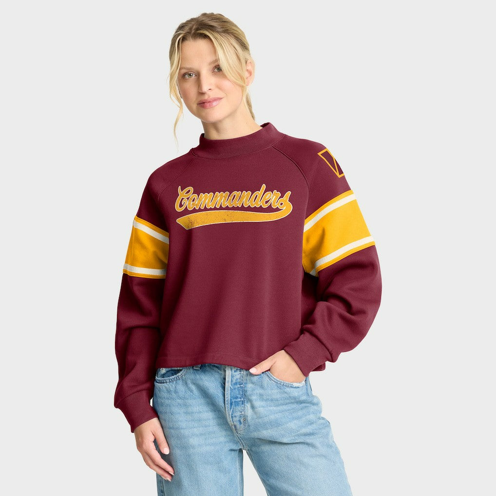 Washington Commanders Oversized Hometown Toss Sweep Mock Neck Pullover - Burgundy cheap