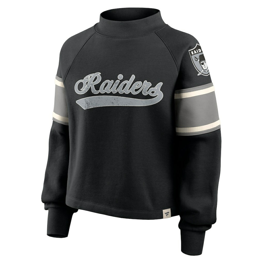 Las Vegas Raiders Oversized Hometown Toss Sweep Mock Neck Pullover - Black sale