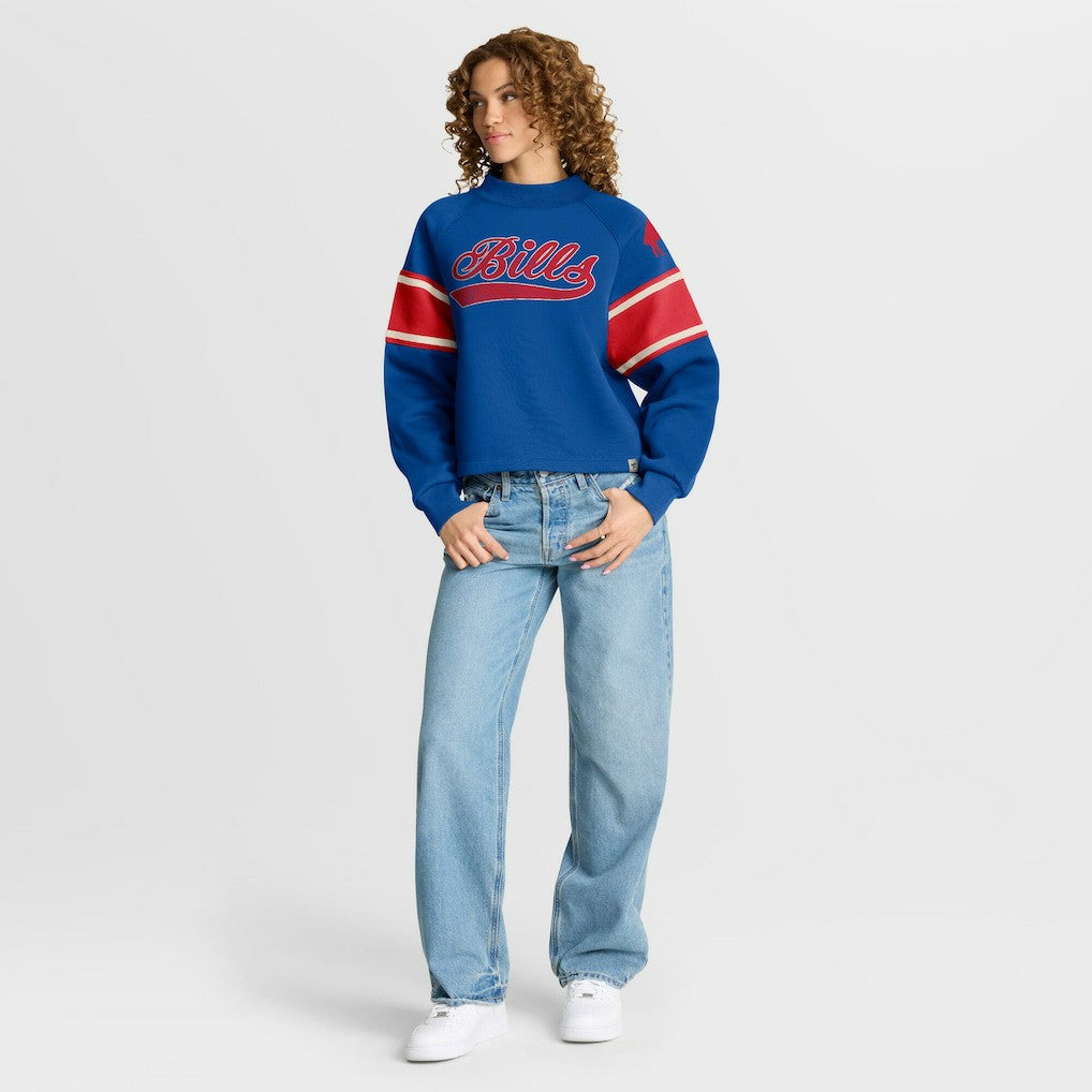 Buffalo Bills Oversized Hometown Toss Sweep Mock Neck Pullover - Royal discount