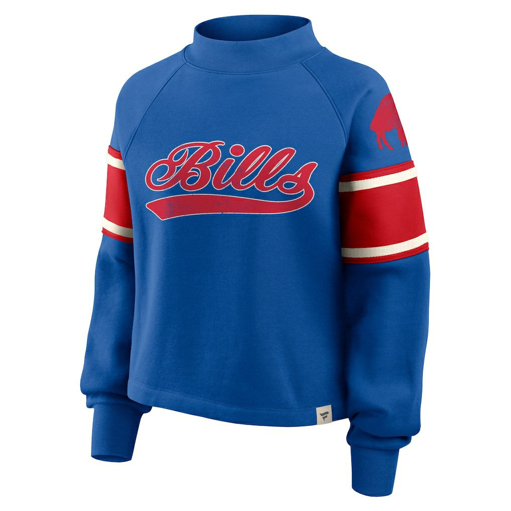 Buffalo Bills Oversized Hometown Toss Sweep Mock Neck Pullover - Royal discount