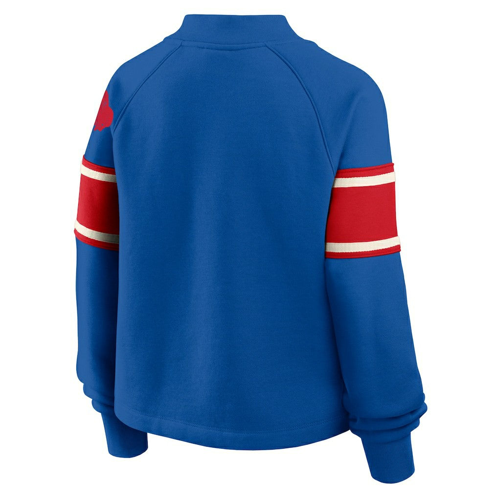 Buffalo Bills Oversized Hometown Toss Sweep Mock Neck Pullover - Royal discount