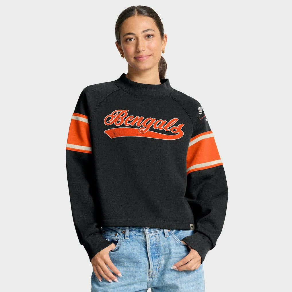 Cincinnati Bengals Oversized Hometown Toss Sweep Mock Neck Pullover - Black cheap