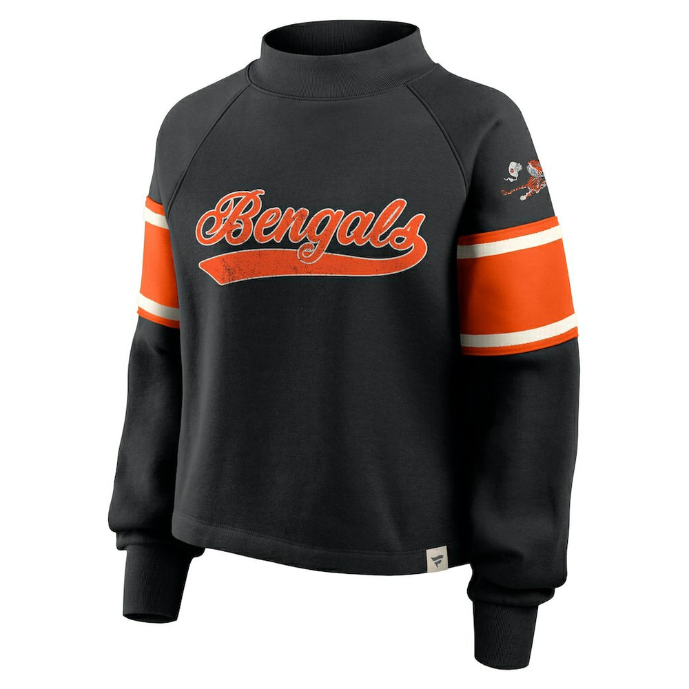 Cincinnati Bengals Oversized Hometown Toss Sweep Mock Neck Pullover - Black cheap