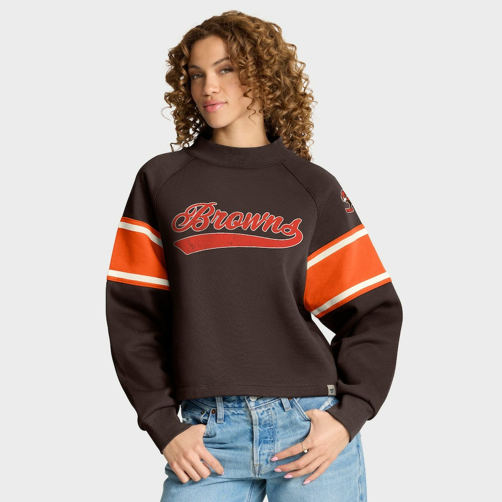 Cleveland Browns Oversized Hometown Toss Sweep Mock Neck Pullover - Brown for sale