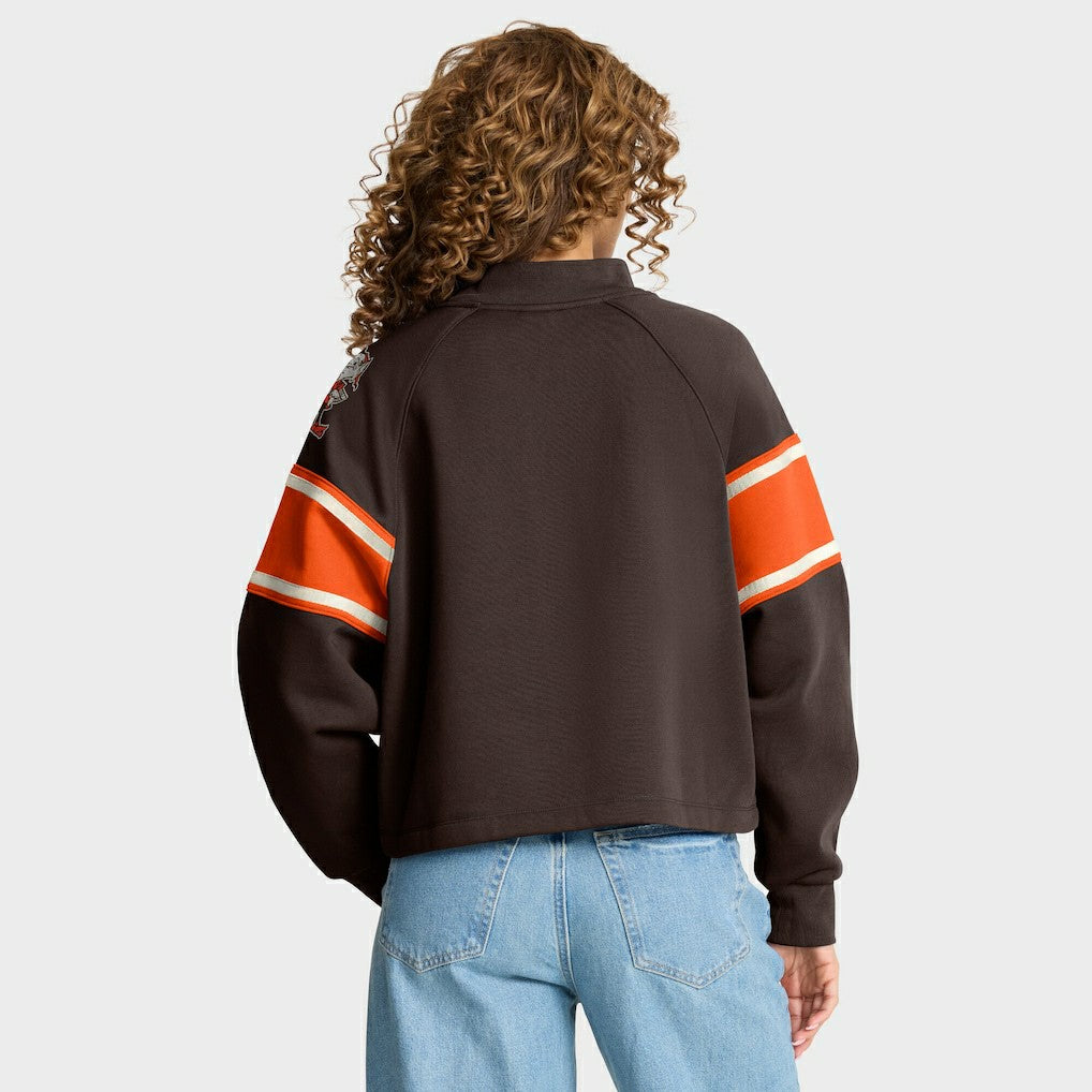 Cleveland Browns Oversized Hometown Toss Sweep Mock Neck Pullover - Brown for sale