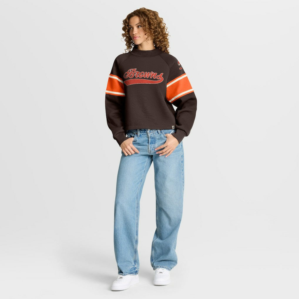 Cleveland Browns Oversized Hometown Toss Sweep Mock Neck Pullover - Brown for sale