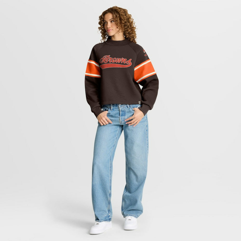 Cleveland Browns Oversized Hometown Toss Sweep Mock Neck Pullover - Brown for sale