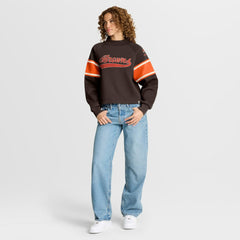 Cleveland Browns Oversized Hometown Toss Sweep Mock Neck Pullover - Brown for sale
