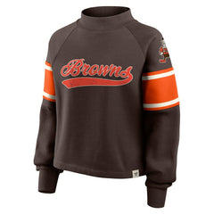 Cleveland Browns Oversized Hometown Toss Sweep Mock Neck Pullover - Brown for sale