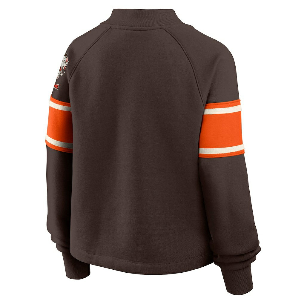 Cleveland Browns Oversized Hometown Toss Sweep Mock Neck Pullover - Brown for sale