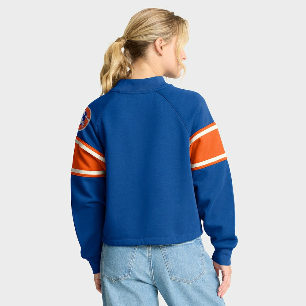 Denver Broncos Oversized Hometown Toss Sweep Mock Neck Pullover - Royal outlet