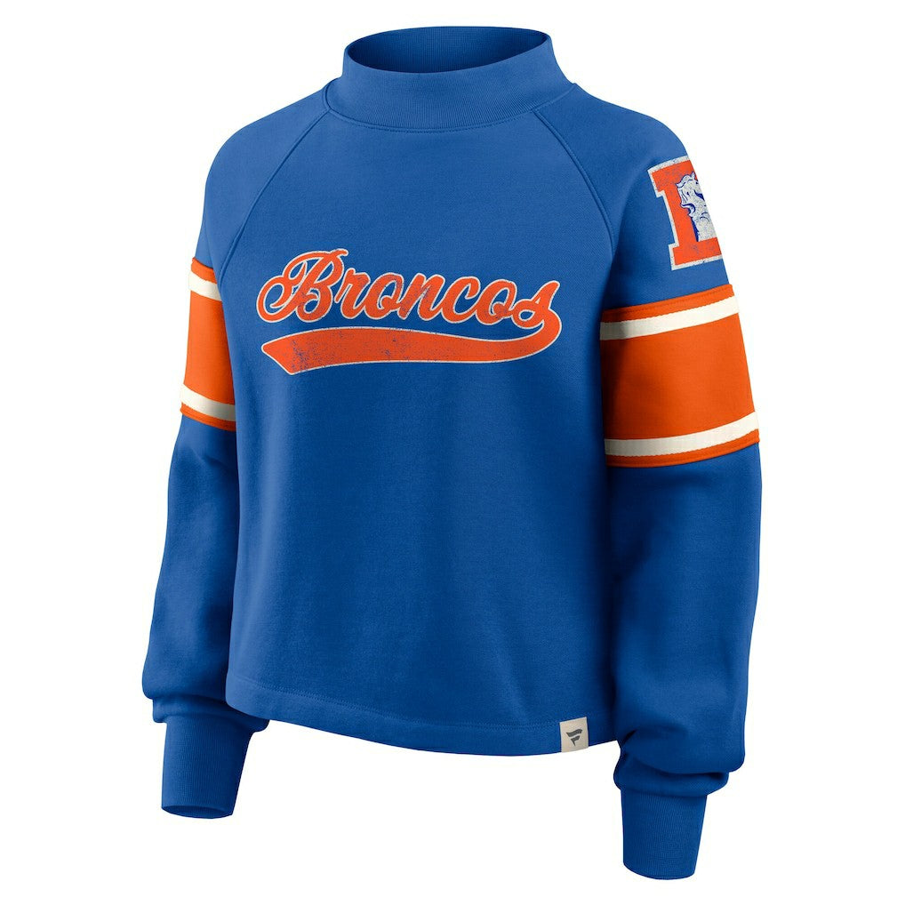 Denver Broncos Oversized Hometown Toss Sweep Mock Neck Pullover - Royal outlet