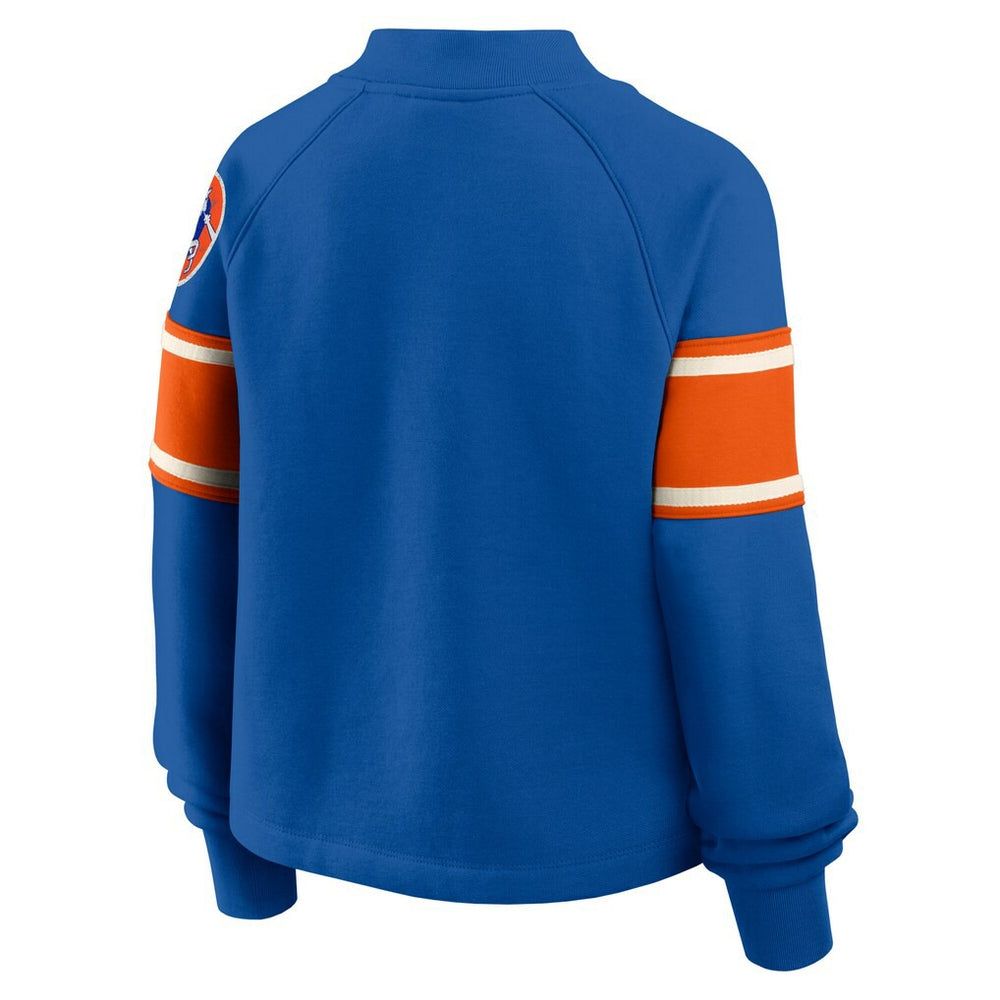 Denver Broncos Oversized Hometown Toss Sweep Mock Neck Pullover - Royal outlet