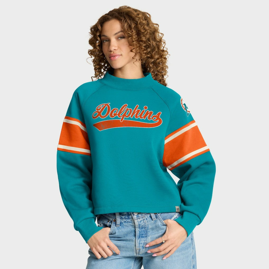 Miami Dolphins Oversized Hometown Toss Sweep Mock Neck Pullover - Aqua discount