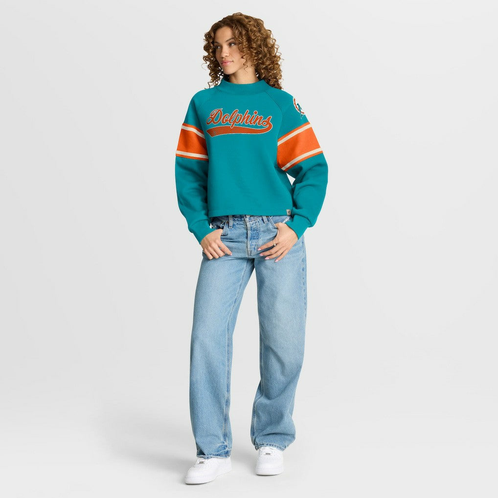 Miami Dolphins Oversized Hometown Toss Sweep Mock Neck Pullover - Aqua discount