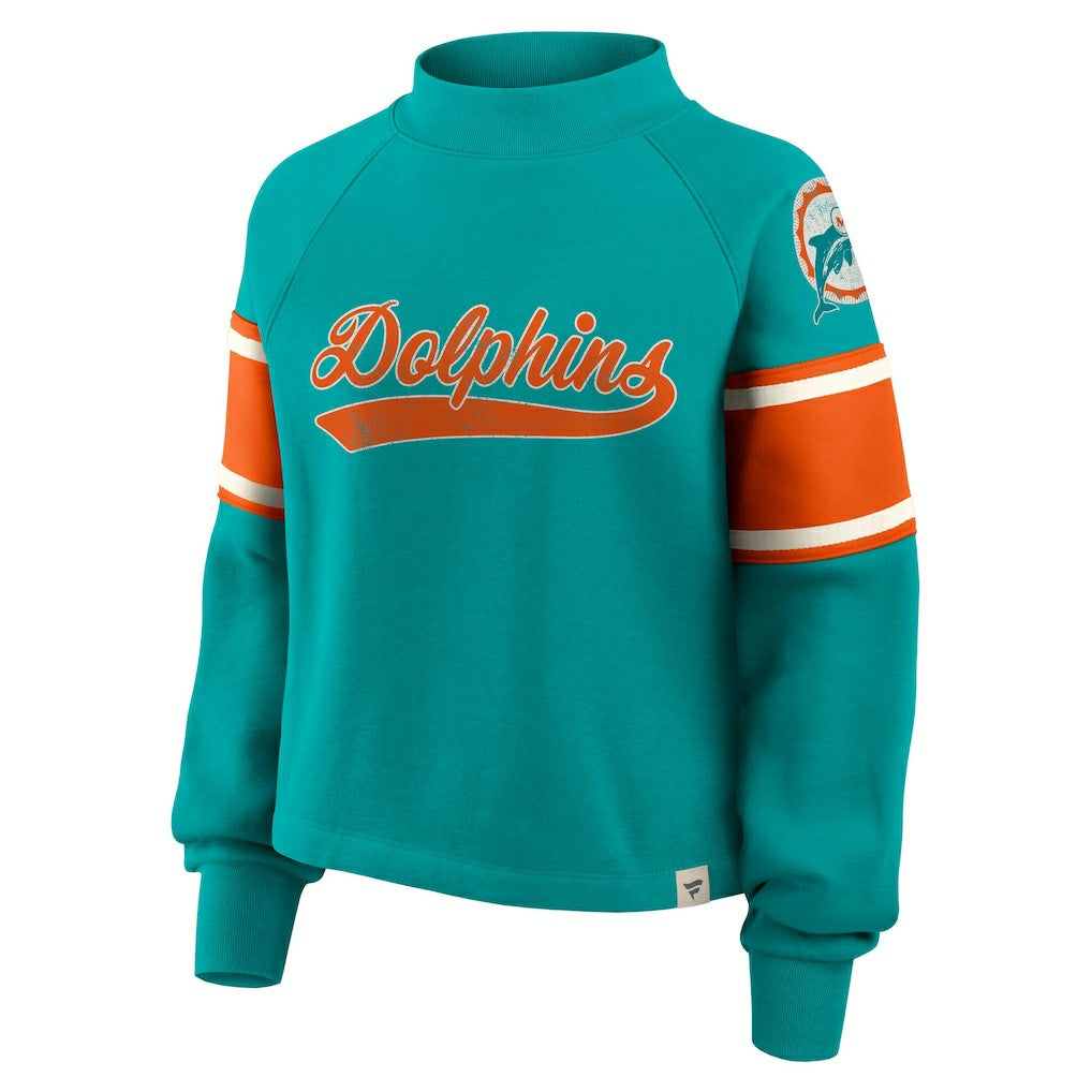 Miami Dolphins Oversized Hometown Toss Sweep Mock Neck Pullover - Aqua discount