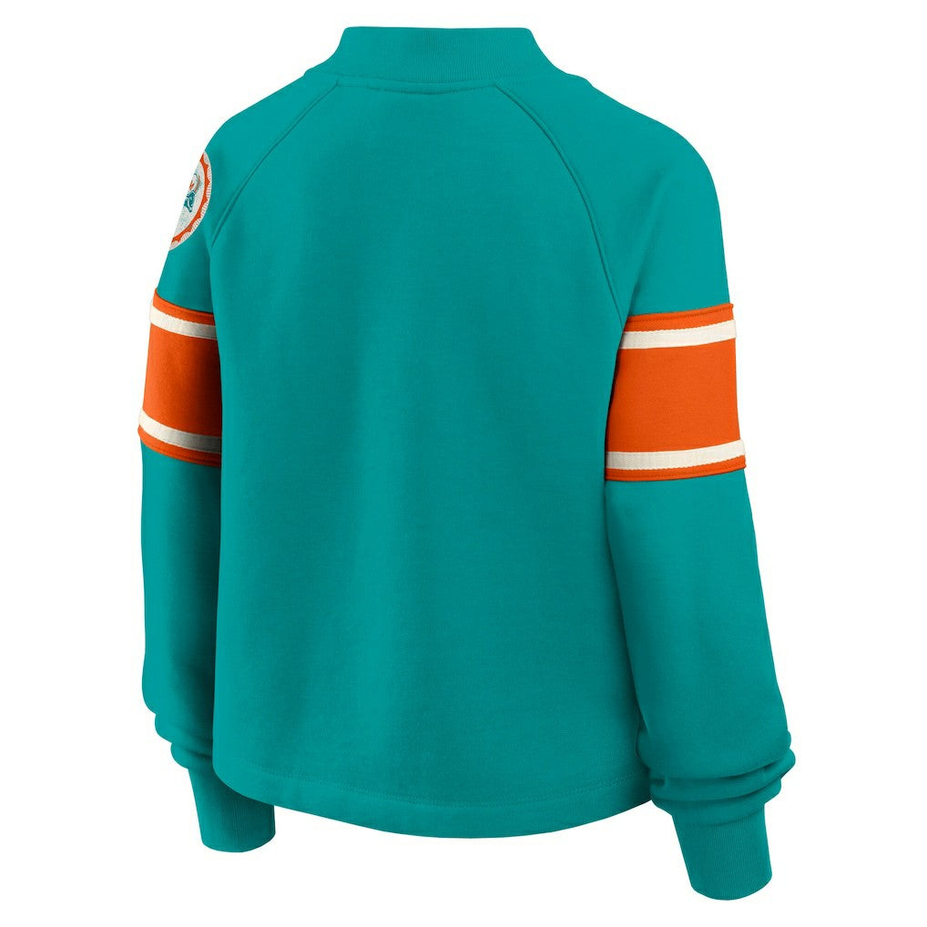 Miami Dolphins Oversized Hometown Toss Sweep Mock Neck Pullover - Aqua discount