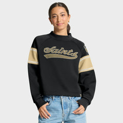 New Orleans Saints Oversized Hometown Toss Sweep Mock Neck Pullover - Black cheap