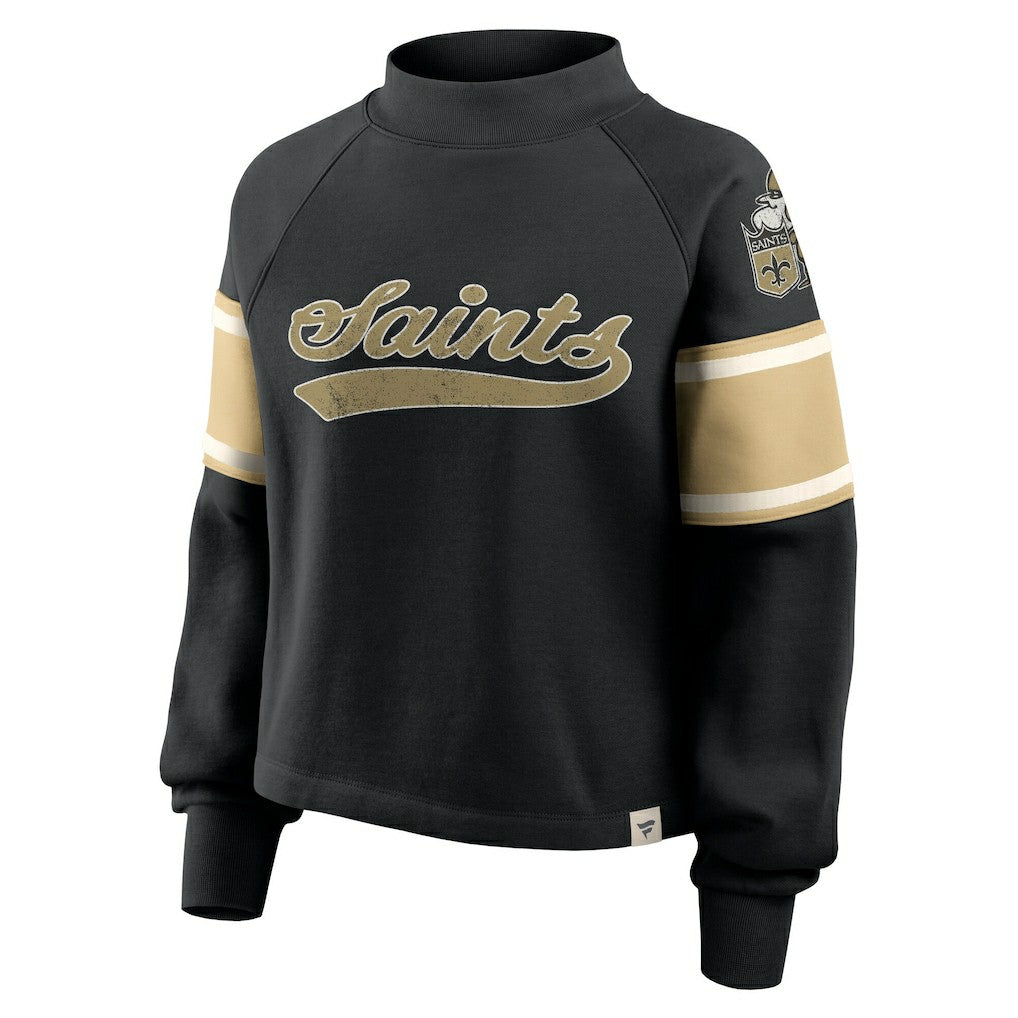New Orleans Saints Oversized Hometown Toss Sweep Mock Neck Pullover - Black cheap
