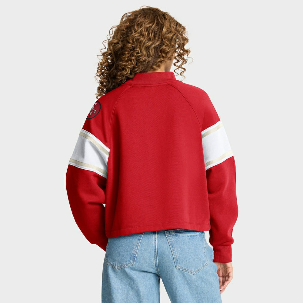 San Francisco 49ers Oversized Hometown Toss Sweep Mock Neck Pullover - Scarlet on sale