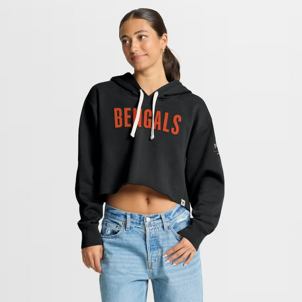 Cincinnati Bengals Women's Oversized Hometown Heritage Cropped Hoodie - Black discount
